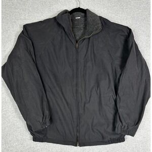 Eagles Ridge Reversible Bomber Jacket Mens XL Black Shell Grey Fleece